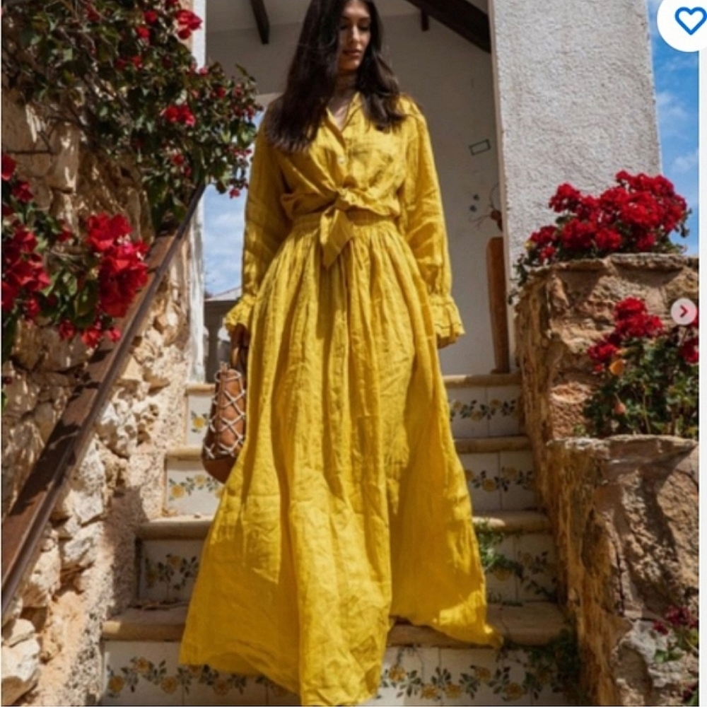 ZARA MAXI  BOHO SKIRT YELLOW SIZE XS